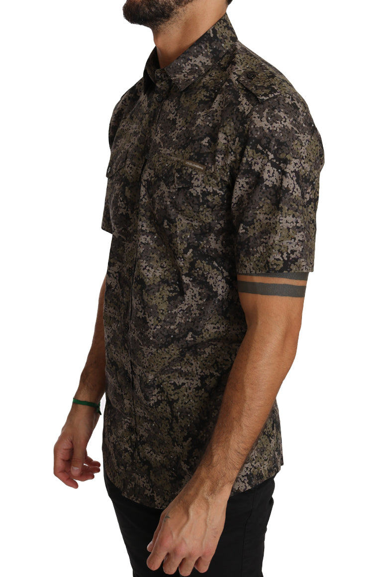 Green Cotton Military Pattern Shirt