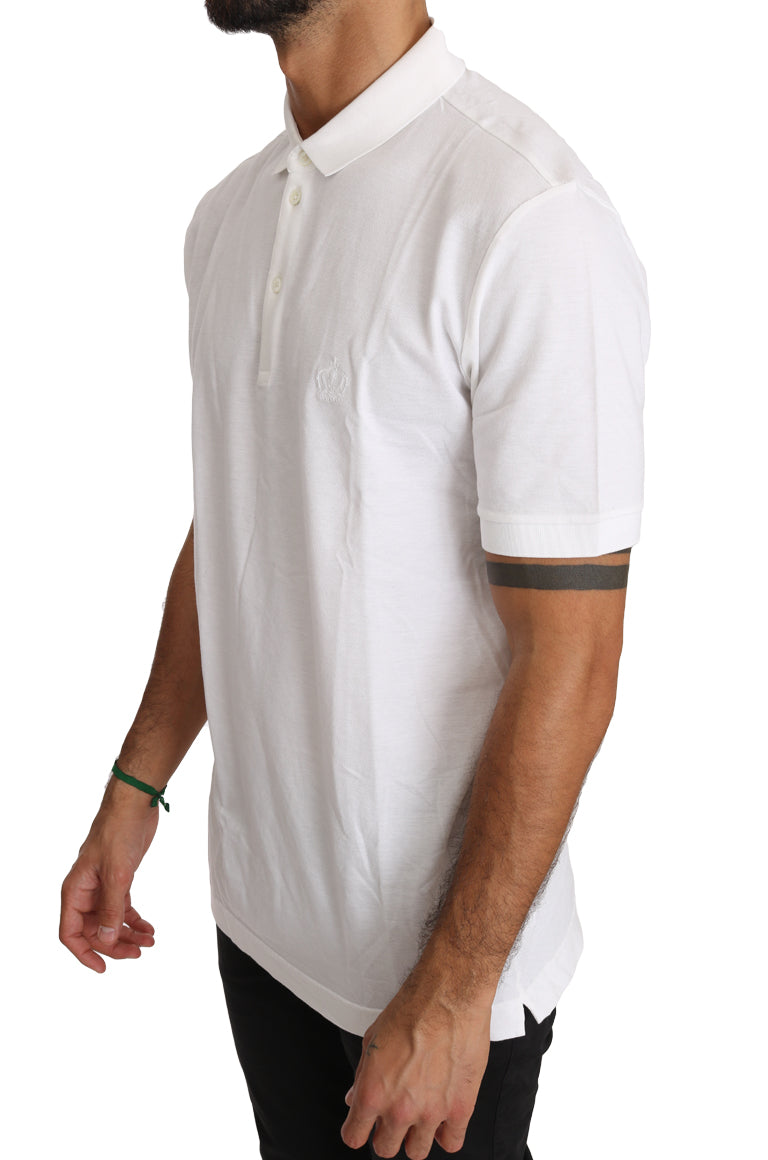 White Cotton Crown Logo Polo Shirt