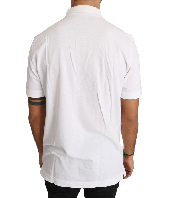 White Cotton Crown Logo Polo Shirt