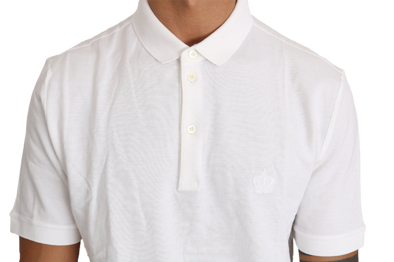 White Cotton Crown Logo Polo Shirt