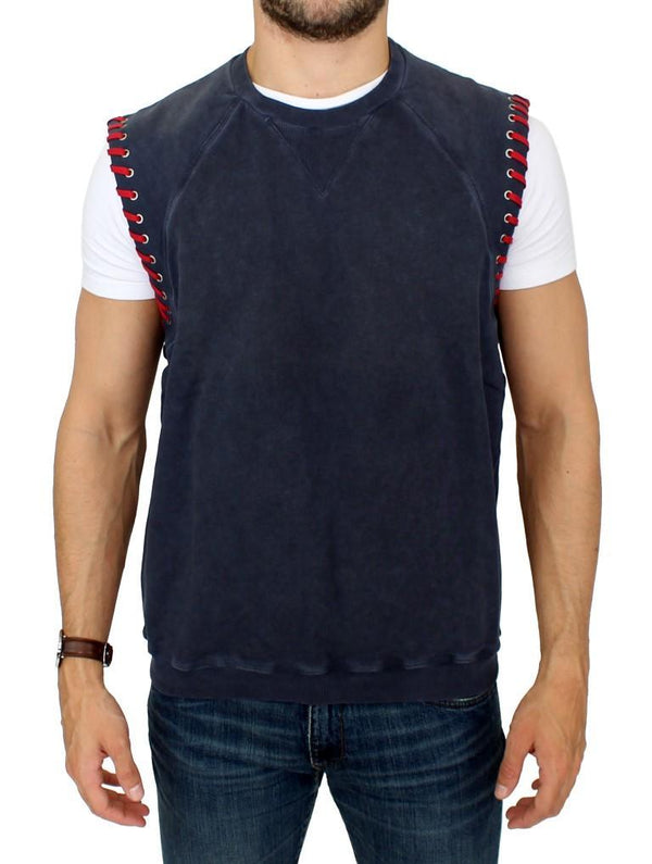 Blue sleeveless vest sweater