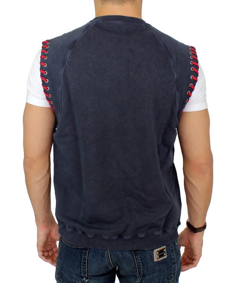 Blue sleeveless vest sweater