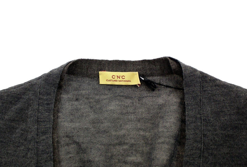 Gray full button wool cardigan