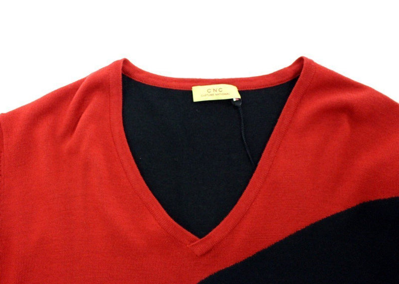 Red wool V-neck sweater