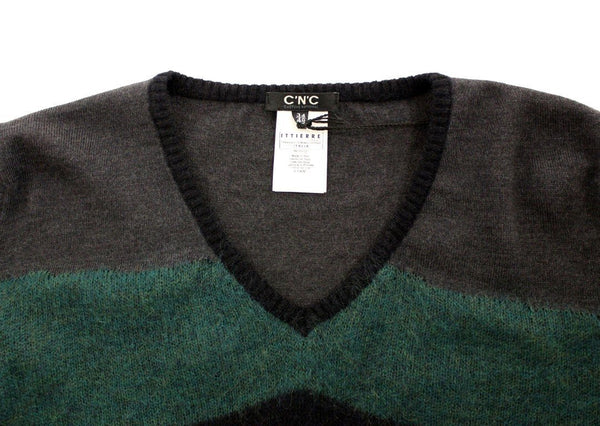 Gray wool V-neck sweater