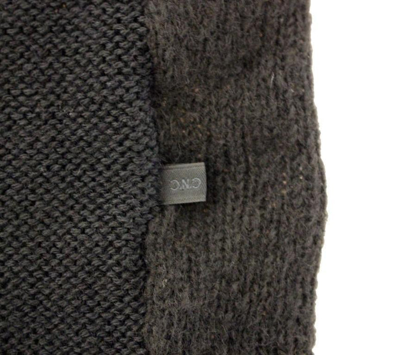 Black knitted wool V-neck sweater