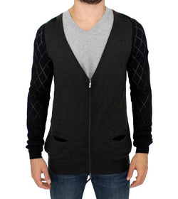 Gray zipper cardigan sweater