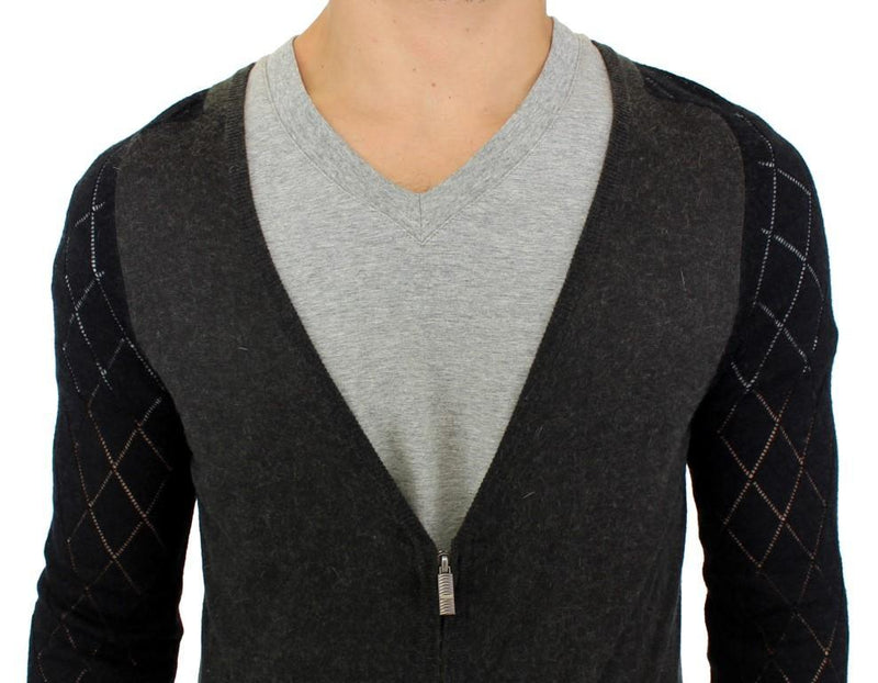 Gray zipper cardigan sweater