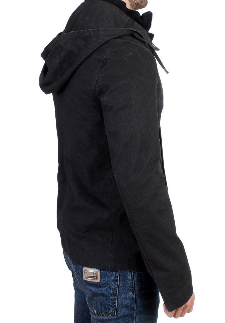 Gray hooded cotton jacket
