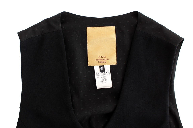 Black wool blend casual vest