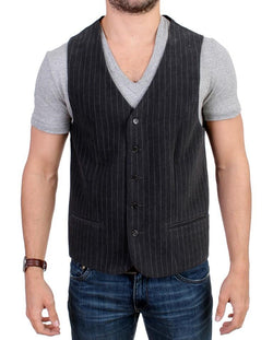Gray striped cotton casual vest