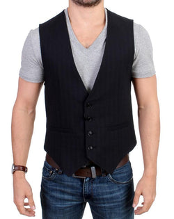 Black striped cotton casual vest