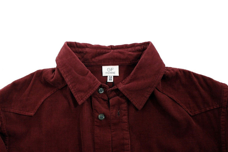 Red Button Front Cotton Casual Shirt