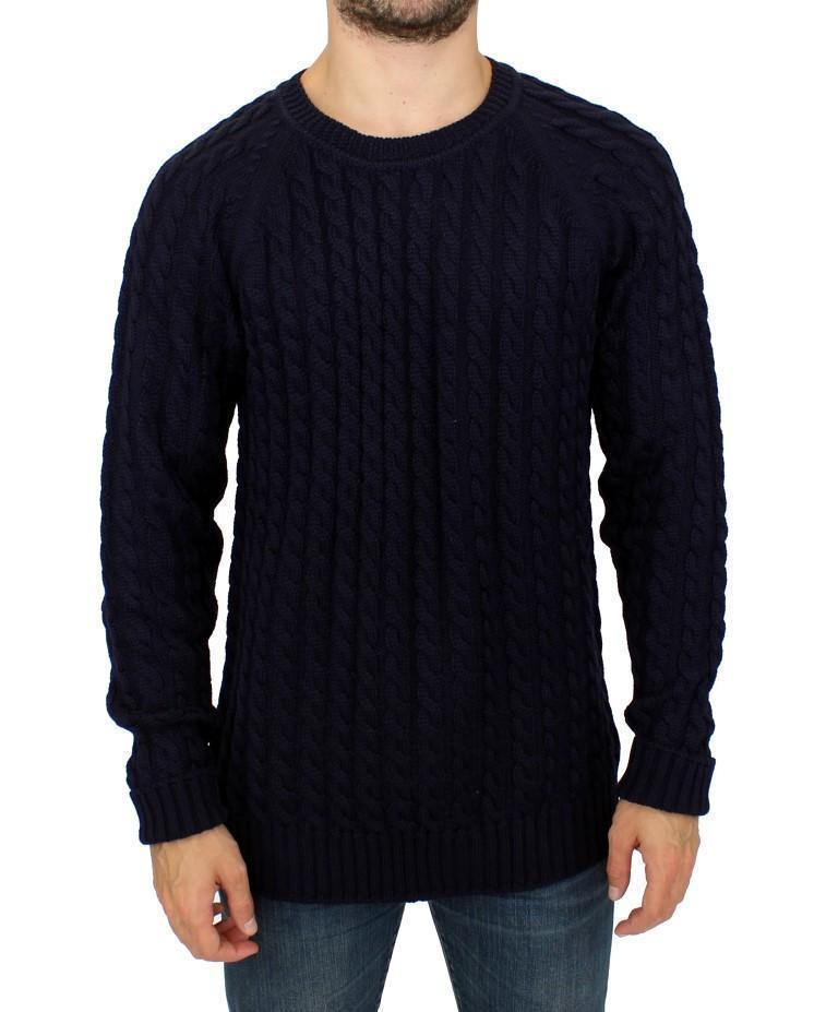 Blue Wool Knitted SLIM FIT Pullover Sweater