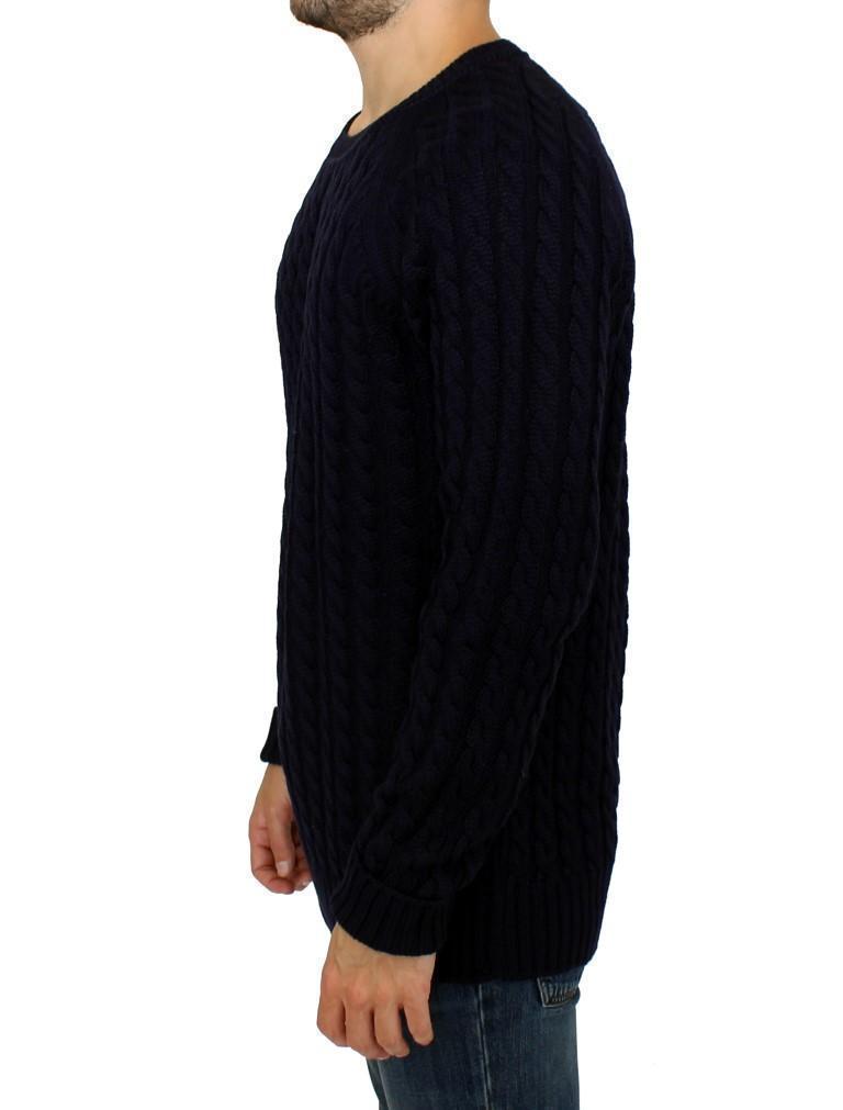 Blue Wool Knitted SLIM FIT Pullover Sweater