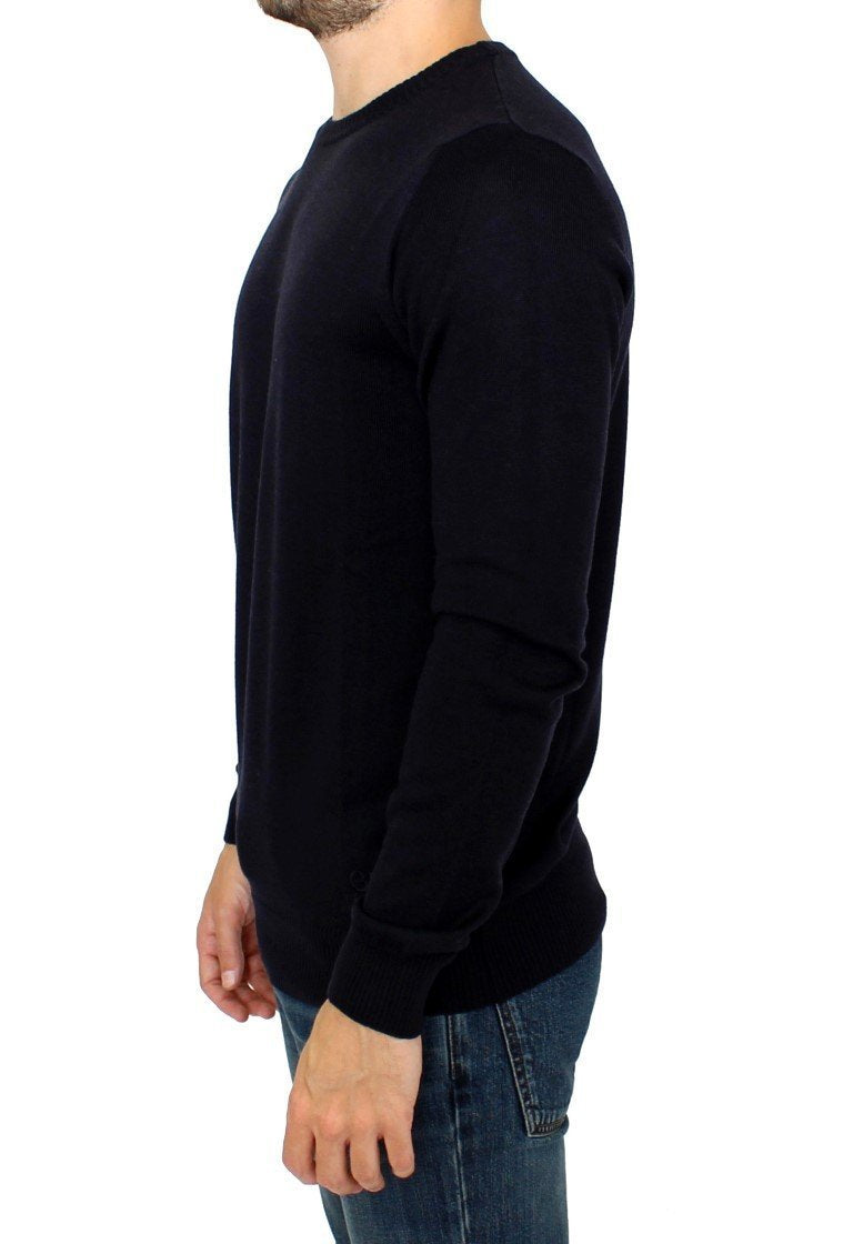 Black Knitted Wool Blend Pullover Sweater