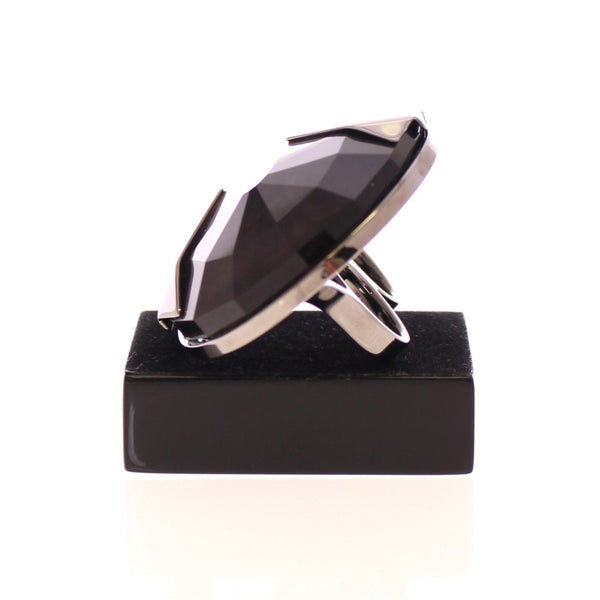 Silver Gray Stone Crystal Double Ring