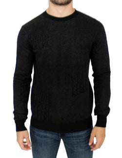 Gray crew-neck pullover sweater