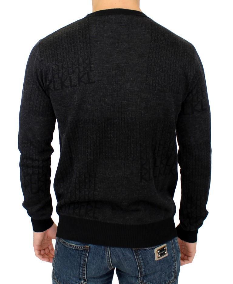 Gray crew-neck pullover sweater