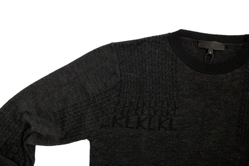 Gray crew-neck pullover sweater