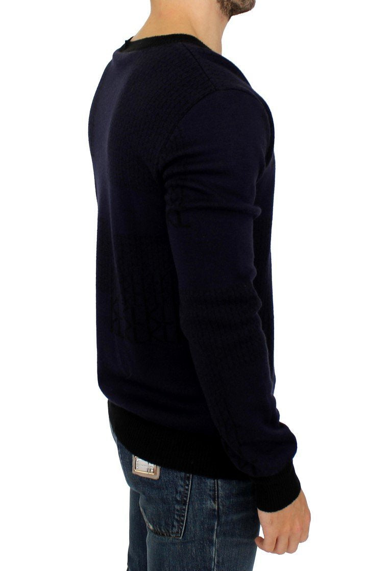 Blue v-neck pullover sweater