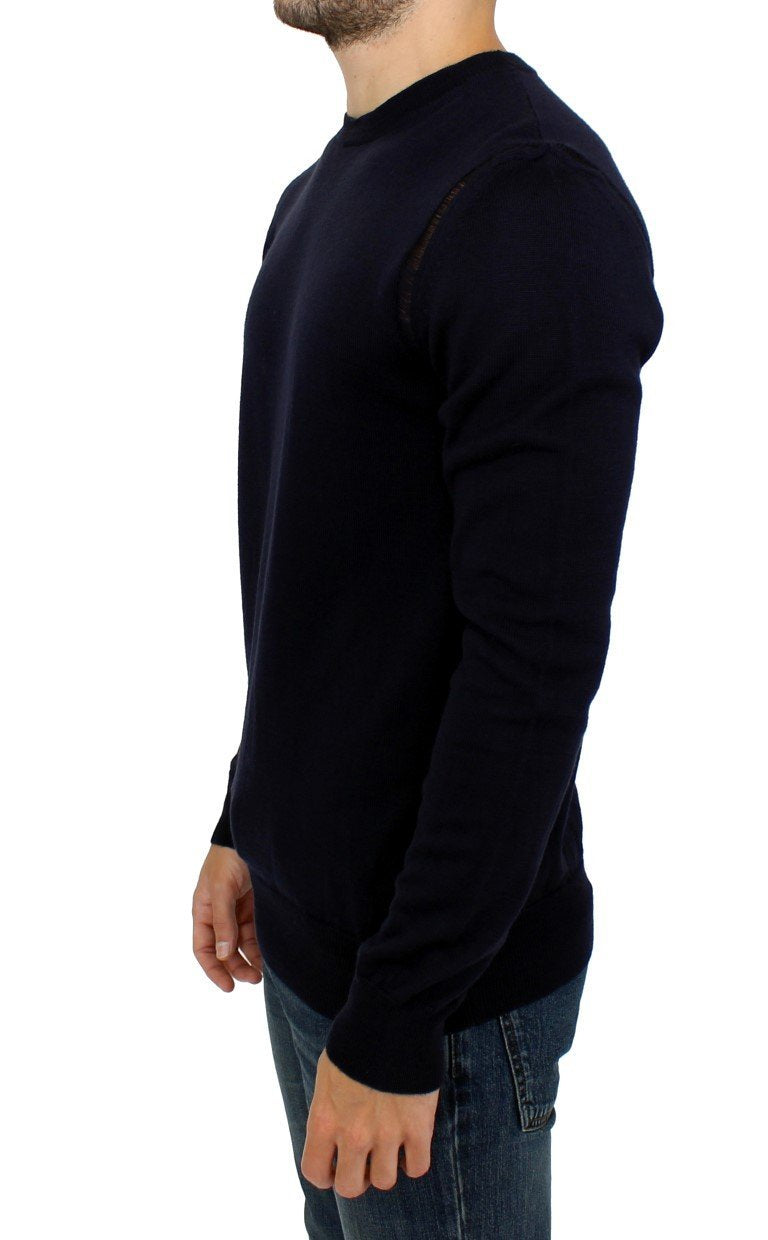 Blue wool crewneck pullover sweater