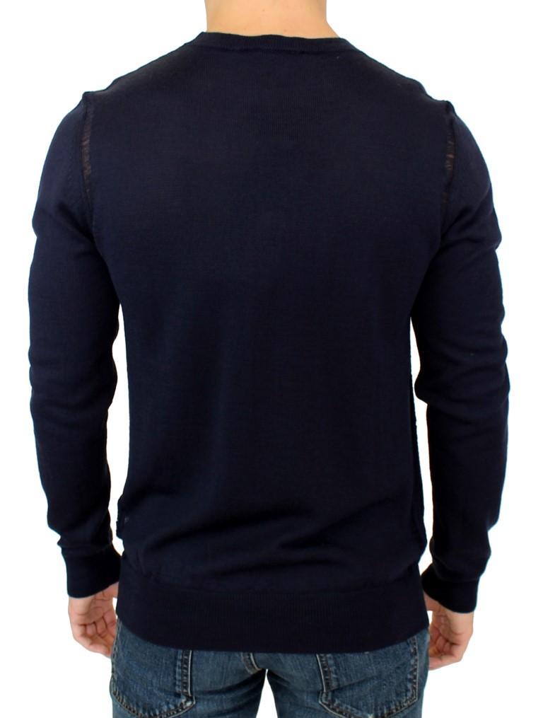 Blue wool crewneck pullover sweater