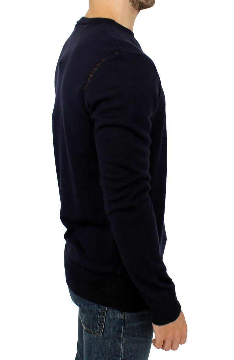 Blue wool crewneck pullover sweater