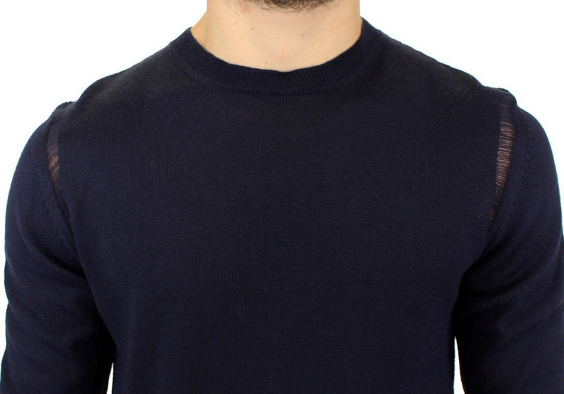 Blue wool crewneck pullover sweater