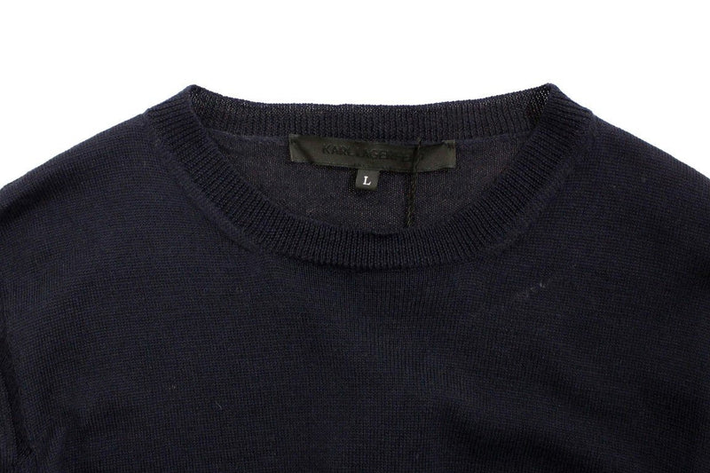 Blue wool crewneck pullover sweater