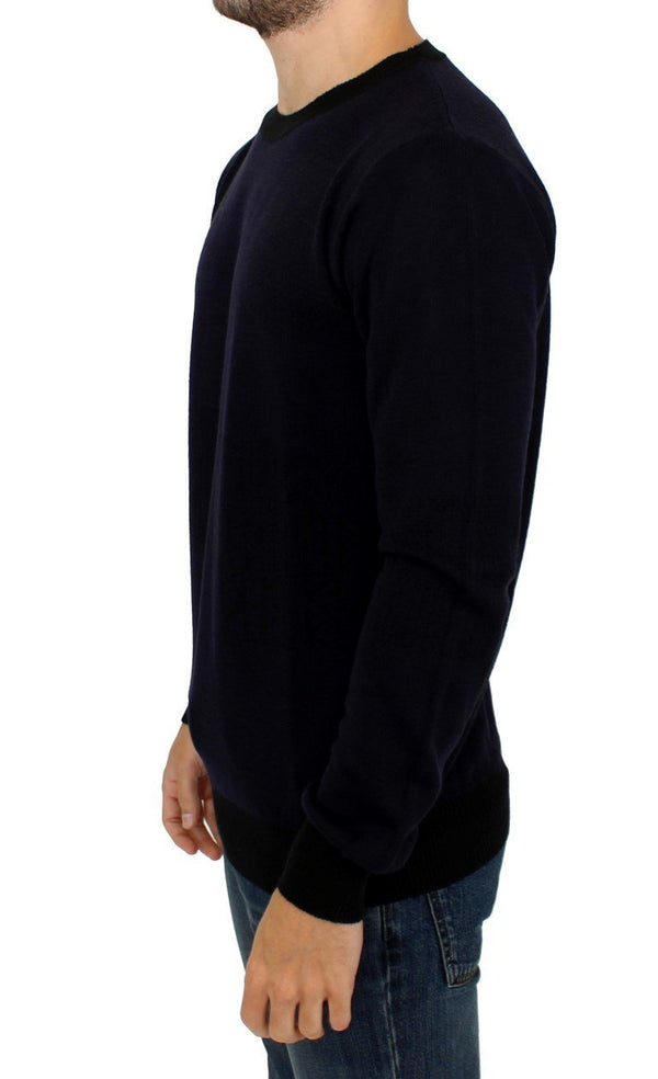 Blue crew-neck pullover sweater