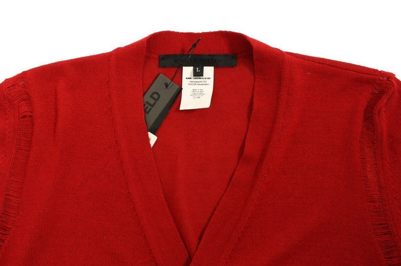 Red wool cardigan sweater