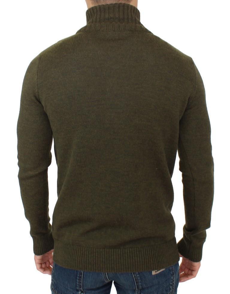 Green wool turtleneck sweater