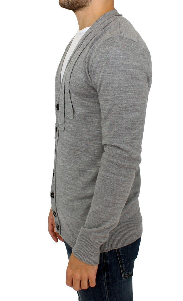 Gray wool cardigan sweater