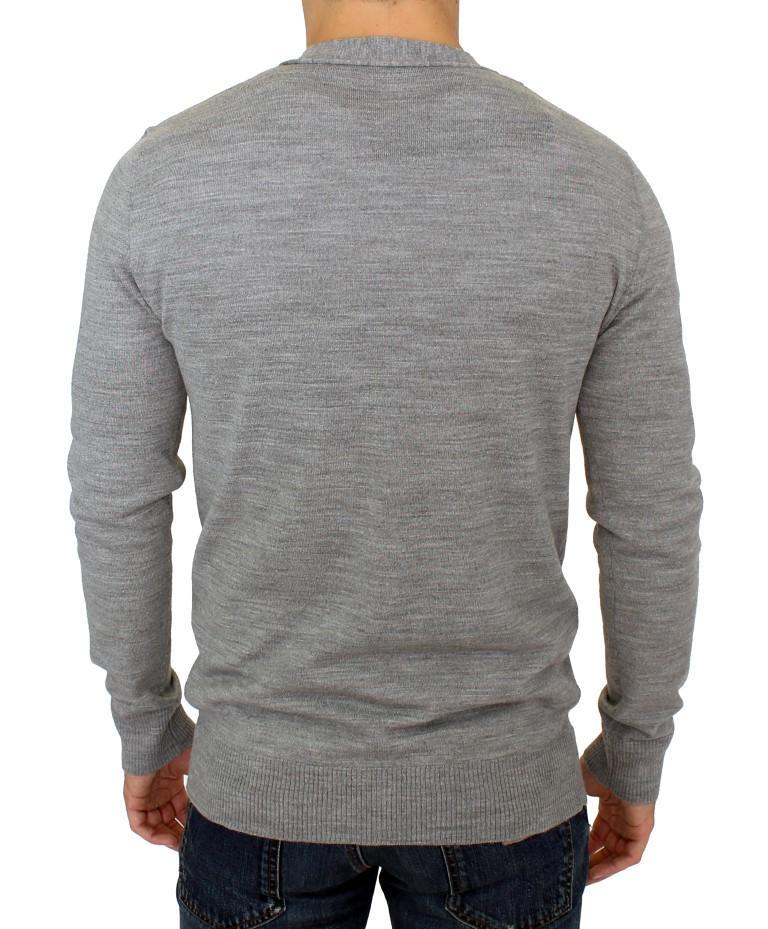 Gray wool cardigan sweater