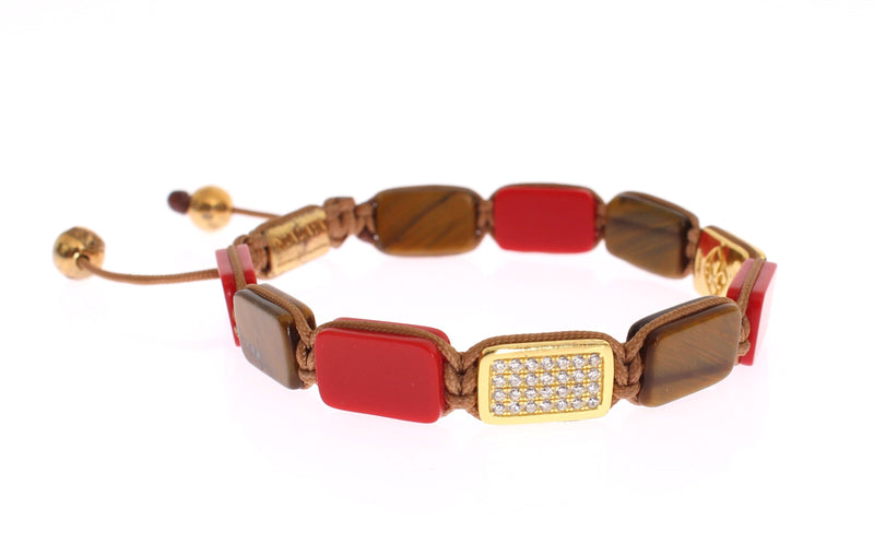 CZ Tiger Eye Coral Gold 925 Bracelet
