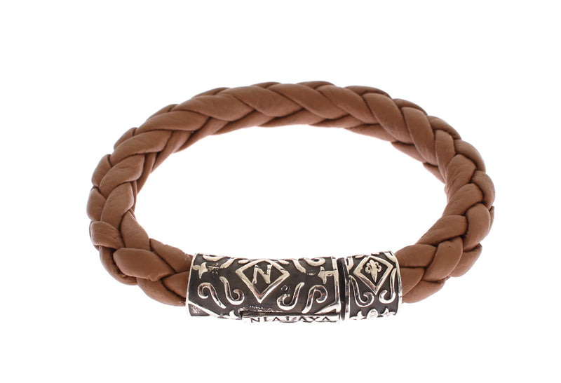 Brown Soft Leather 925 Silver Bracelet