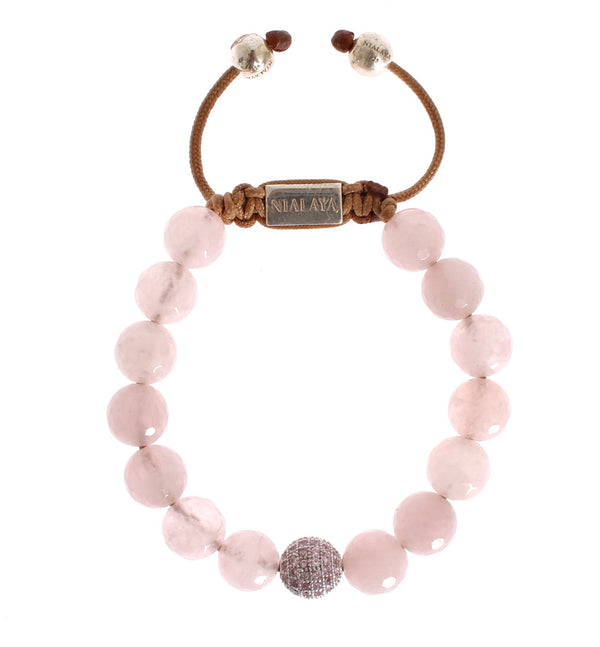 Rose Quartz Pink CZ 925 Logo Bracelet