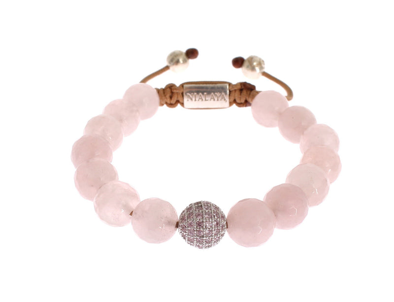 Rose Quartz Pink CZ 925 Logo Bracelet