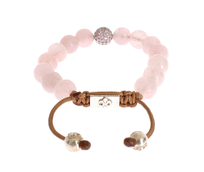 Rose Quartz Pink CZ 925 Logo Bracelet