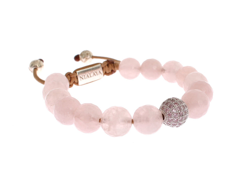 Rose Quartz Pink CZ 925 Logo Bracelet