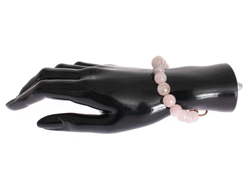 Rose Quartz Pink CZ 925 Logo Bracelet