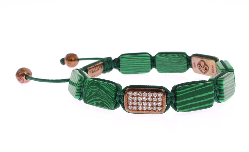 CZ Malachite Rose Gold 925 Bracelet