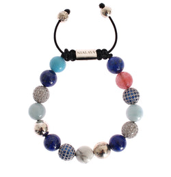 CZ Agate Howlite Aquamarine 925 Bracelet