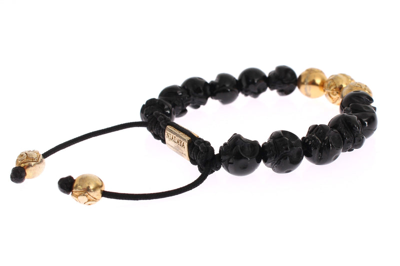 CZ Onyx Skull Gold 925 Bracelet