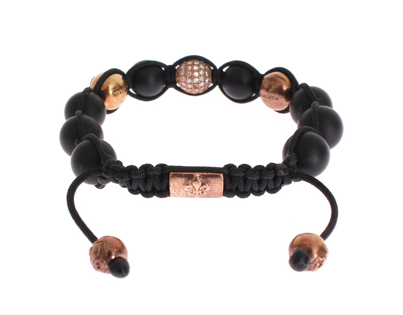 CZ Onyx Pink Gold 925 Bracelet