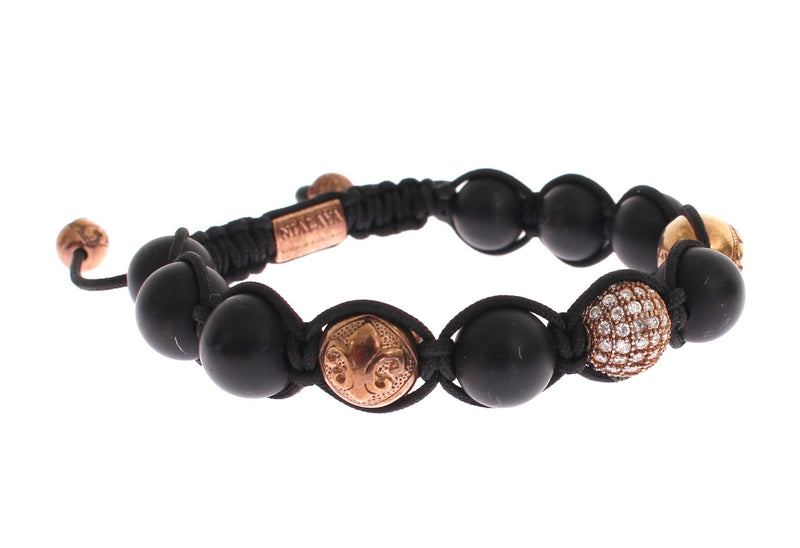 CZ Onyx Pink Gold 925 Bracelet