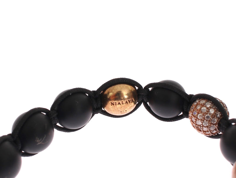 CZ Onyx Pink Gold 925 Bracelet