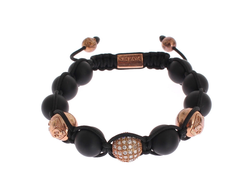 CZ Onyx Pink Gold 925 Bracelet