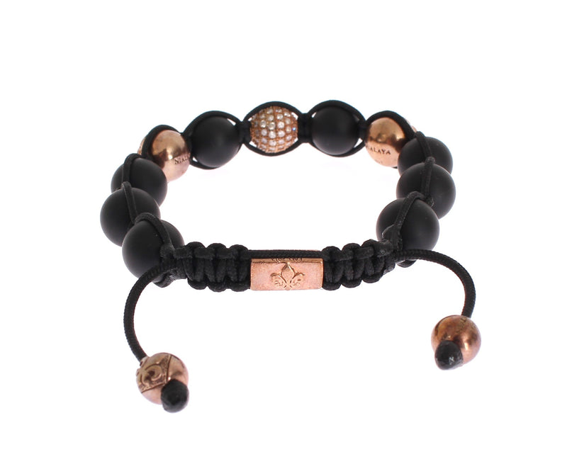 CZ Onyx Pink Gold 925 Bracelet
